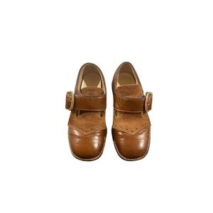 Vintage‎ Mary Jane Stride Rite Shoes Girls Brown Leather Suede Buckle Strap